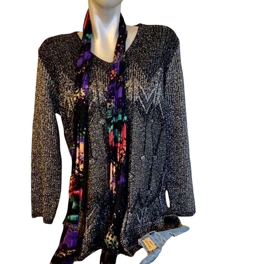 Norton McNaughton black silver shimmer sweater